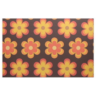 Groovy Retro Blume orange und gelb Stoff