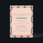 Groovy Retro Blume Peace Pink Green Bat Mitzvah Einladung<br><div class="desc">Groovy Retro Blume Peace Pink und Green Bat Mitzvah Einladung</div>