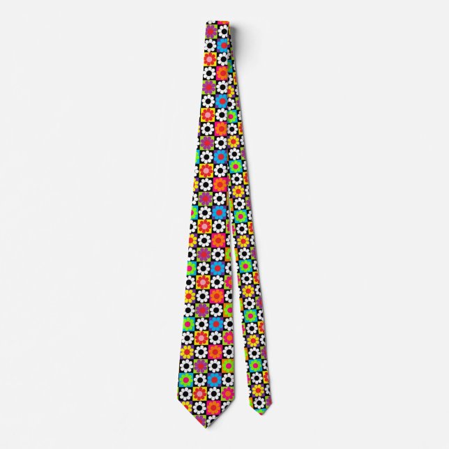 Groovy Retro Blume Power Krawatte (Vorderseite)