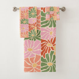 Groovy Retro-Blumen  Badhandtuch Set