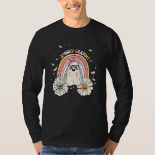 Groovy Retro-Blumen-Geist Süß Halloween Gruselig G T-Shirt