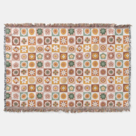 Groovy Retro Blumen Kariert Decke