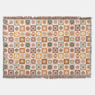 Groovy Retro Blumen Kariert Decke