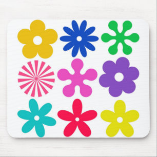 GROOVY RETRO BLUMEN MOUSEPAD