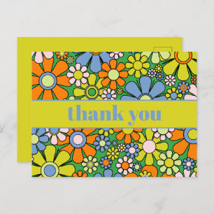 Groovy Retro Blumenkolorvoller 60er 70er Vielen Da Postkarte
