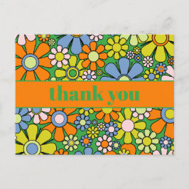 Groovy Retro Blumenkolorvoller 60er 70er Vielen Da Postkarte