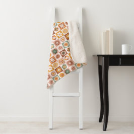 Groovy Retro-Blumenmuster Sherpadecke