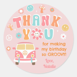 Groovy Retro Boho Birthday Gefallen Stickers Label