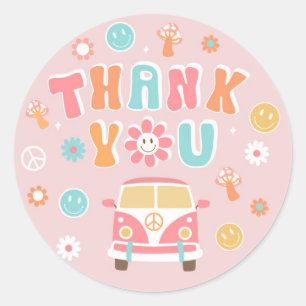 Groovy Retro Boho Birthday Gefallen Stickers Label