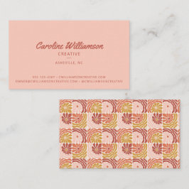 Groovy Retro Boho Blush Pink Red Botanical Trendy Visitenkarte