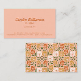 Groovy Retro Boho Burnt Orange Botanische Trendy Visitenkarte