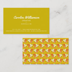 Groovy Retro Boho Chartreuse Grün Floral  Visitenkarte