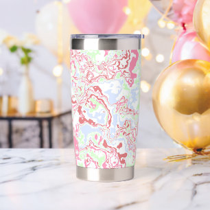 Groovy Retro Boho Eklektisch Funky Farbige Marmor Thermobecher