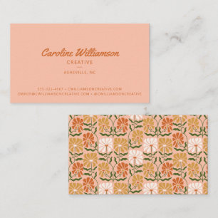 Groovy Retro Boho verbranntes Orange Botanisches T Visitenkarte