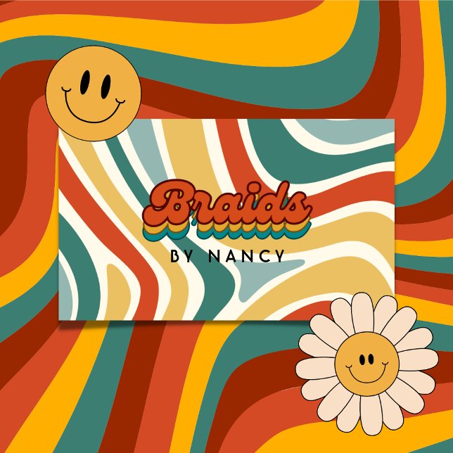Groovy Retro Braids Visitenkarte (Von Creator hochgeladen)