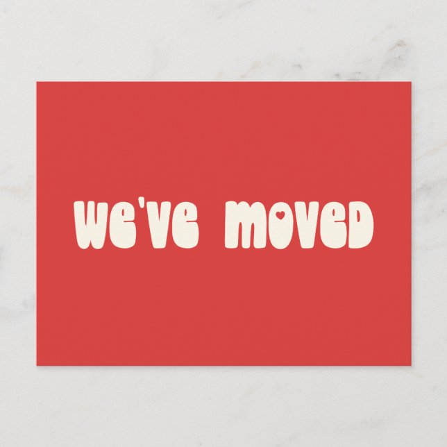 Groovy Retro Bright Red Mod Moved New Address Postkarte (Vorderseite)