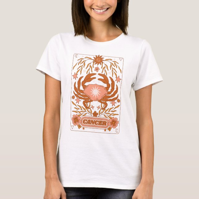 Groovy Retro Cancer Horoskop Astrologie Brown T-Shirt (Vorderseite)