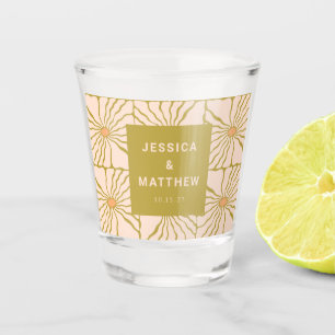 Groovy Retro Chartreuse Botanische Hochzeit Schnapsglas