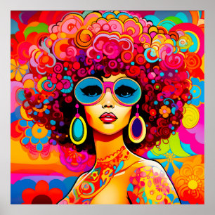 Groovy Retro Chic Afro Pop Art Poster