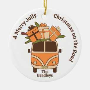 Groovy Retro Christmas Van Keramik Ornament