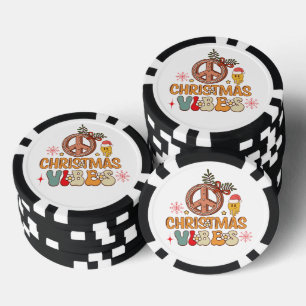 Groovy Retro Christmas Vibes Peace Sign Pokerchips