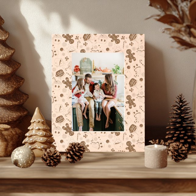 Groovy Retro Christmas Wooden Geätzte Rahmen (Groovy Gingerbread Laser Etched Frame)