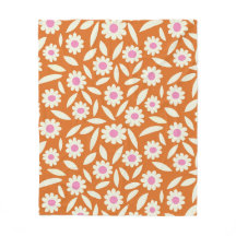 Groovy Retro Daisies Blumenmuster auf Orange