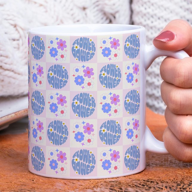 Groovy Retro Daisy Blume Pattern Boho Floral Kaffeetasse (Von Creator hochgeladen)