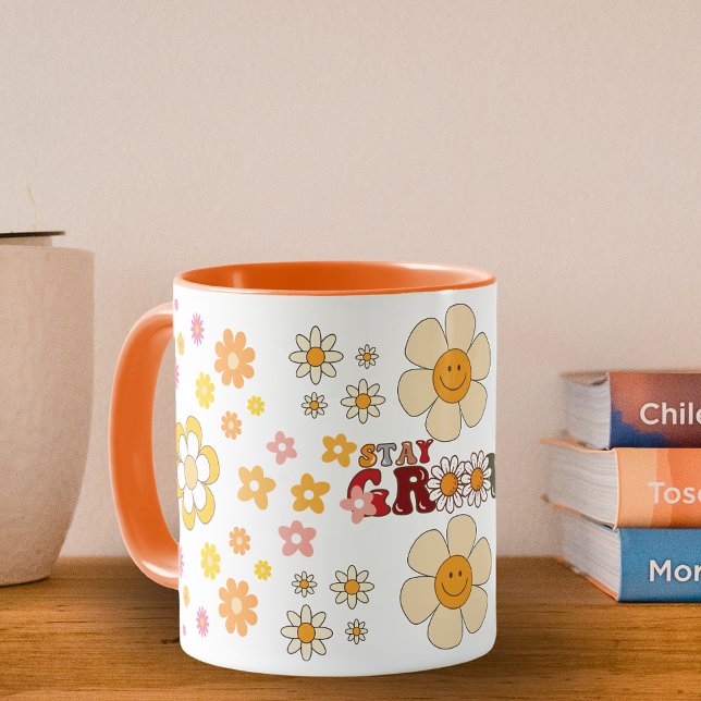 Groovy Retro Daisy Blume Pattern Boho Floral Tasse (Von Creator hochgeladen)