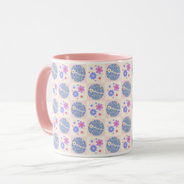Groovy Retro Daisy Blume Pattern Boho Floral Tasse (Vorderseite Links)