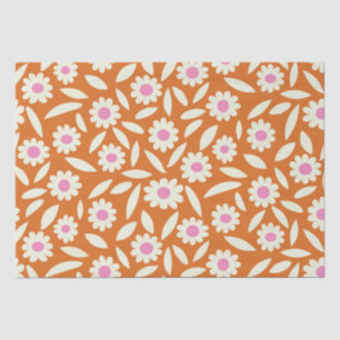 Groovy Retro-Daisy-Blumenmuster auf orange Seidenpapier