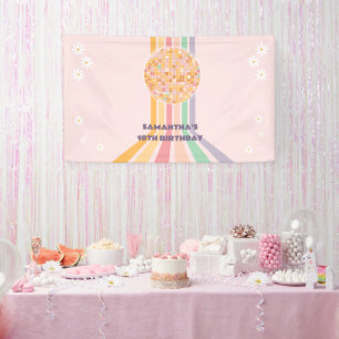 Groovy Retro Daisy Disco Geburtstags Hintergründe Banner