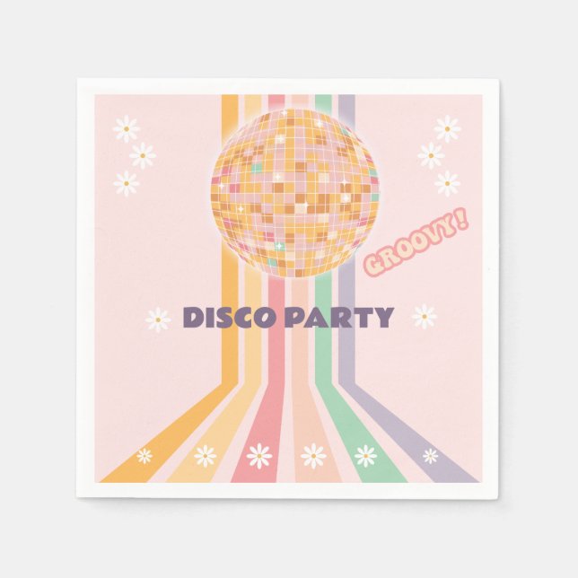 Groovy Retro Daisy Disco Serviette (Vorderseite)
