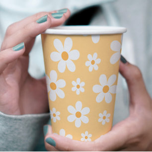Groovy Retro Daisy gelb Pappbecher