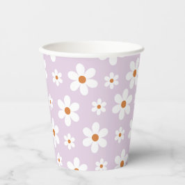 Groovy Retro Daisy Lila Pappbecher