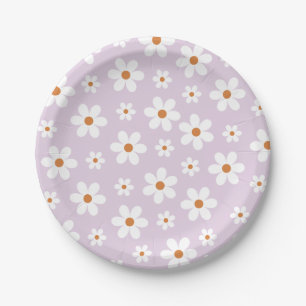 Groovy Retro Daisy Lila Pappteller