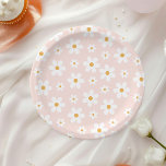 Groovy Retro Daisy Pink Pappteller<br><div class="desc">Rosa Groovy daisy Retro Geburtstags-Teller.</div>
