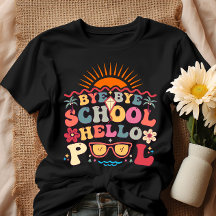 Groovy Retro Design Bye Bye School Hallo Pool Cool