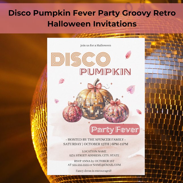 Groovy Retro Disco Pumpkin Halloween-Party Fieber Einladung (Von Creator hochgeladen)