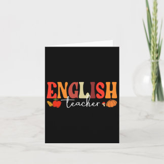 Groovy Retro English Teacher Fall Vibes Herbst als Karte