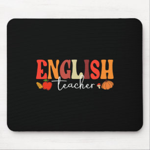 Groovy Retro English Teacher Fall Vibes Herbst als Mousepad