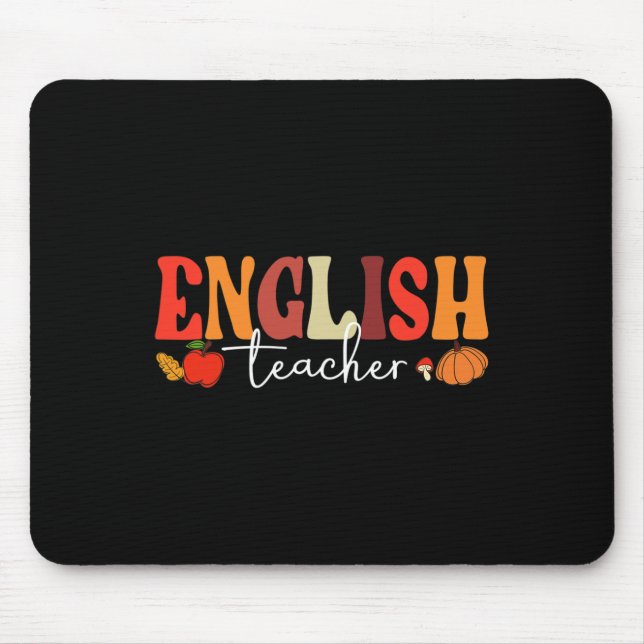Groovy Retro English Teacher Fall Vibes Herbst als Mousepad (Vorne)