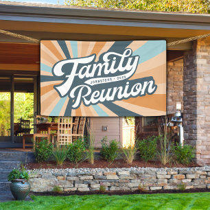 Groovy Retro Family Wiedersehen zusammenbringen Banner
