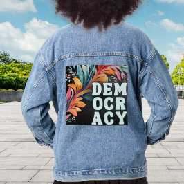 Groovy Retro farbenfrohe Erklärung Politik Demokra Jeansjacke