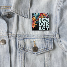 Groovy Retro farbenfrohe, helle Erklärung Demokrat Button