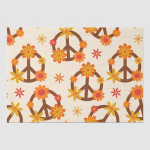 Groovy Retro Farbige Blume auf Friedenszeichen Seidenpapier
