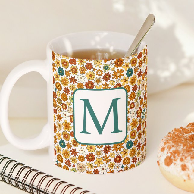 Groovy Retro Farbige Blume Muster Boho Floral Kaffeetasse (Von Creator hochgeladen)