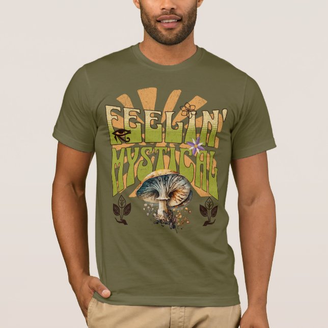 Groovy Retro Feelin' Mystical Mushrooms T-Shirt (Vorderseite)