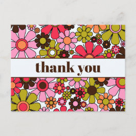 Groovy Retro Floral 60er 70er Blume Vielen Dank Postkarte