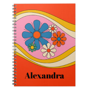 Groovy Retro Floral 60er 70er Colorful Personalisi Notizblock